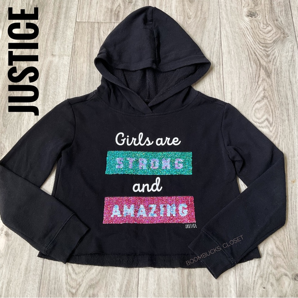 Justice Sparkly Reversible Sequin Hoodie Girls Size 6/7